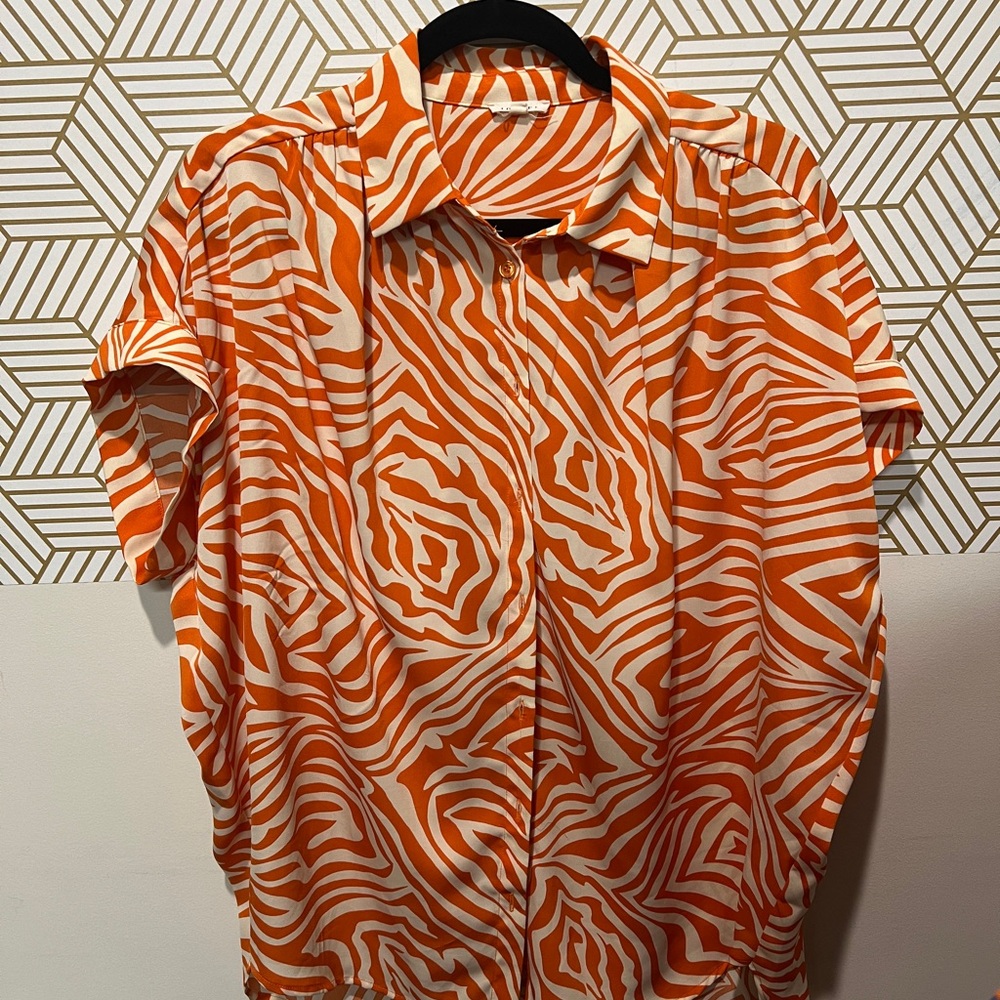 JODIFL Orange Zebra Print Blouse